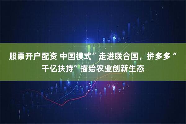 股票开户配资 中国模式”走进联合国，拼多多“千亿扶持”描绘农业创新生态